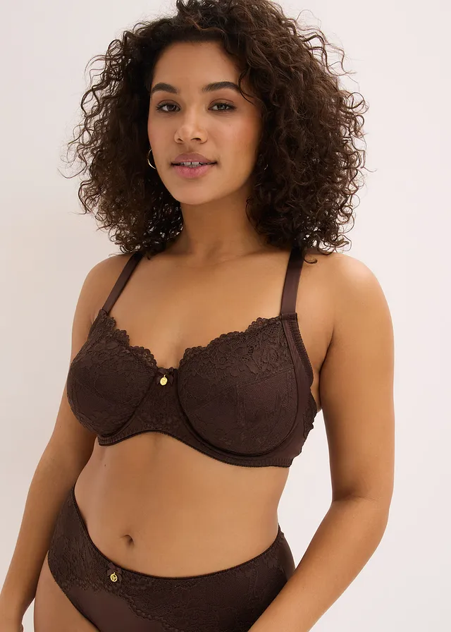 Beugel bh met glanseffect, Kleur: donkerbruin