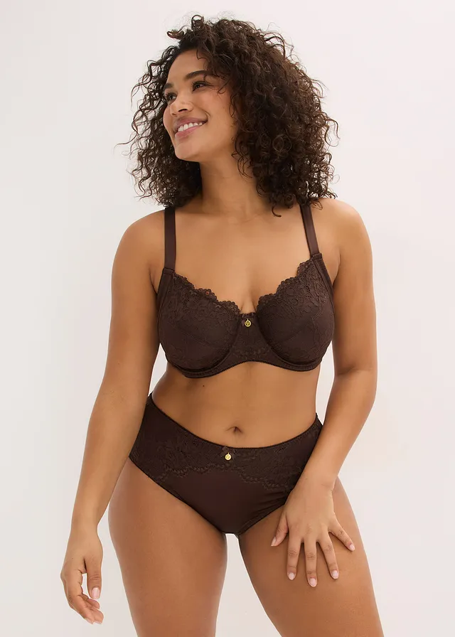 Soutien-gorge à armatures, détails brillants, Couleur: marron foncé