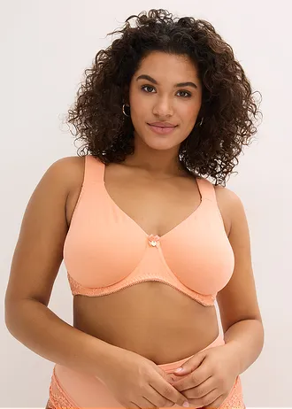 T-shirt bh met beugel, met biologisch katoen (set van 2), Kleur: donkerbruin+soft papaya