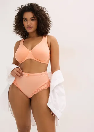 T-shirt bh met beugel, met biologisch katoen (set van 2), Kleur: donkerbruin+soft papaya