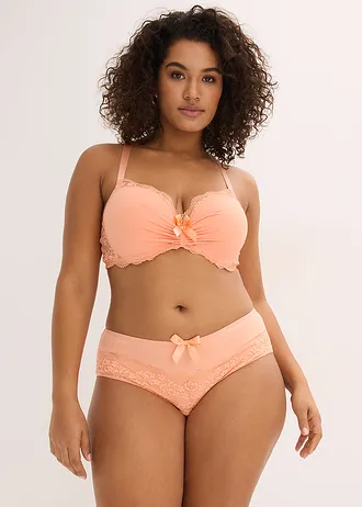 Voorgevormde bh met gebloemd kant, Kleur: soft papaya