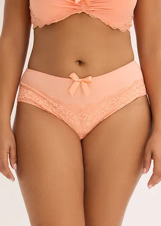 Bokové kalhotky s květinovou krajkou • jemná papájová plus size • bonprix obchod