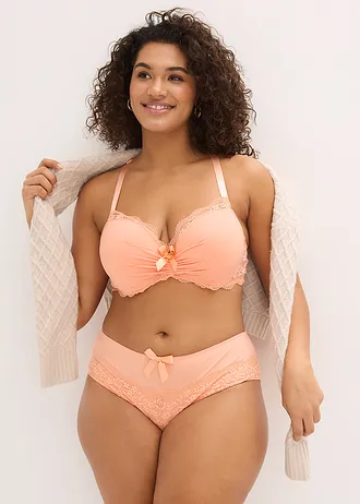 Hipster met gebloemd kant, Kleur: soft papaya