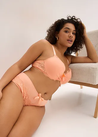 Bokové kalhotky s květinovou krajkou • jemná papájová plus size • bonprix obchod