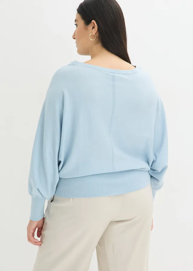 Trui met vleermuismouwen, Kleur: poederblauw