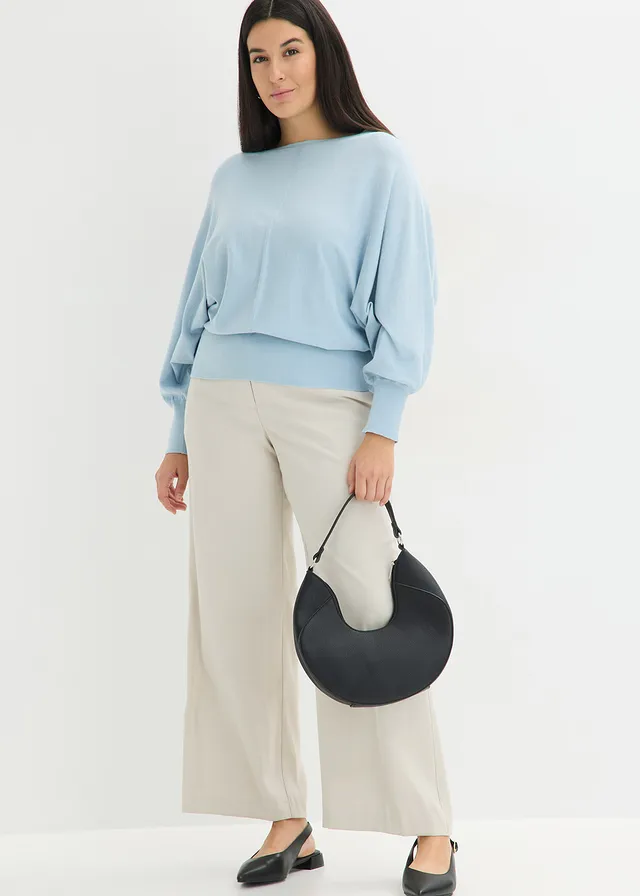 Pull à manches chauve-souris, Couleur: bleu poudré