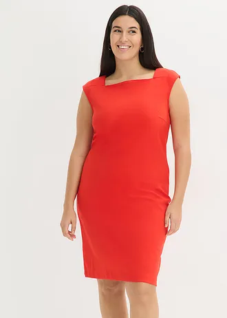 Robe fourreau en Punto di Roma, Couleur: fraise