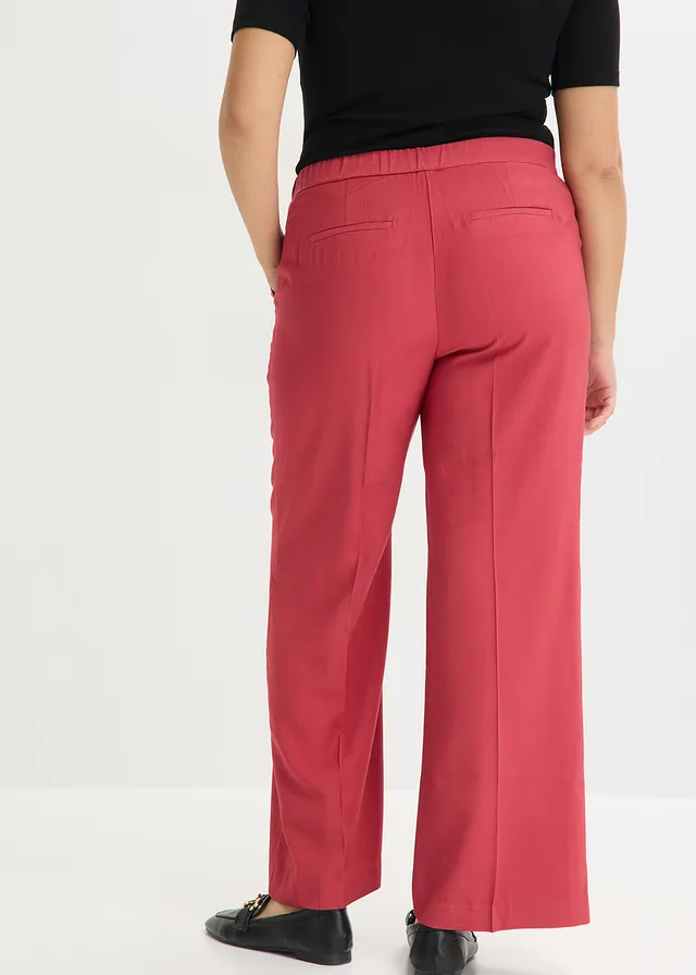 Lichte Marlene Dietrich broek met viscose, Kleur: kersenrood
