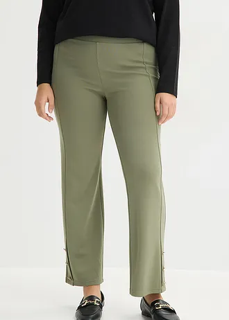 Jersey broek van Punta di Roma, Kleur: olijfgroen