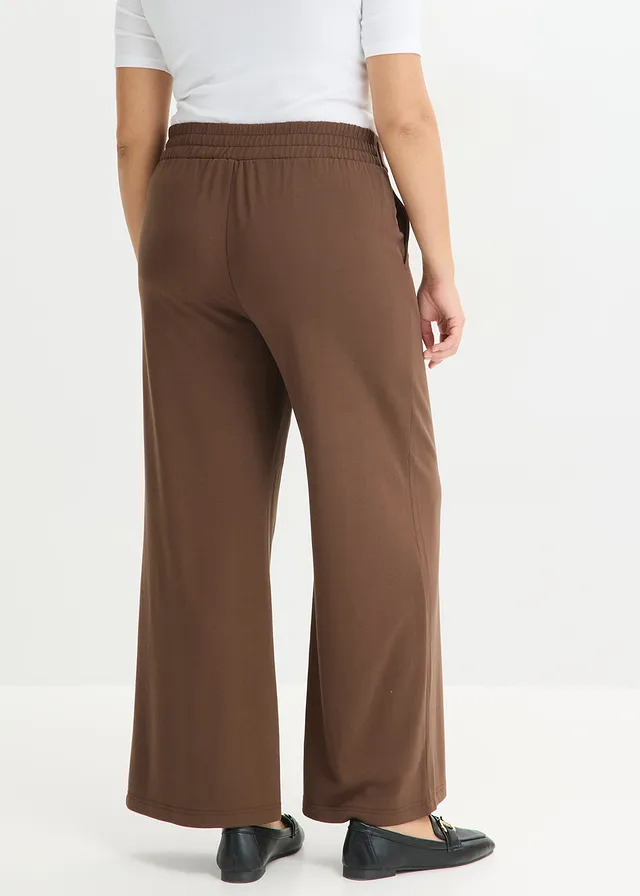 Pantalon en jersey à patte décorative, Couleur: marron