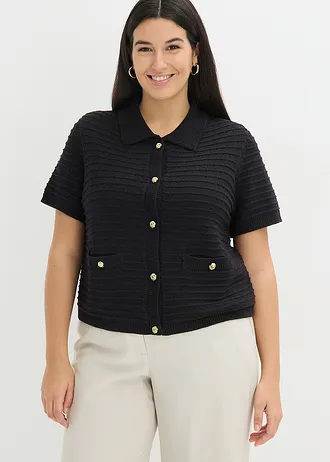 Vest met decoratieve knopen, Kleur: zwart