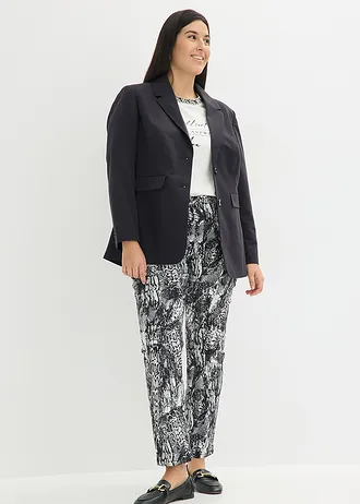 Shirt van biologisch katoen met applicatiezoom, Kleur: wolwit gedessineerd