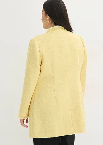 Lange bouclé blazer, Kleur: lichtgeel
