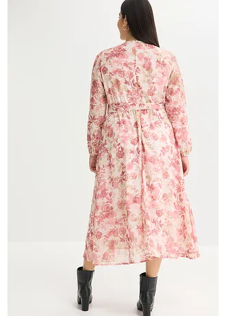 Chiffonjurk met strikband (2-dlg. set), Kleur: lichtroze gebloemd