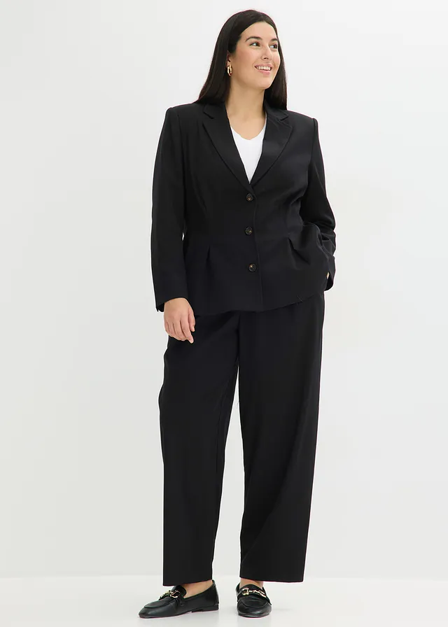 Blazer à plis couchés, Couleur: noir