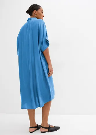 Blousejurk van fijne viscose, Kleur: middenblauw
