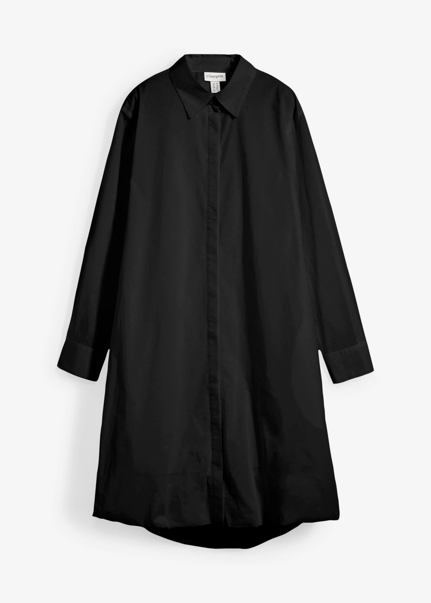 Rochie-cămașă cu tiv balon din bumbac 100% • negru • magazin bonprix