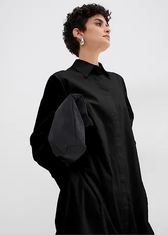 Robe-chemise 100% coton à base boule • noir • Boutique bonprix