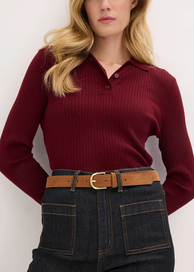 Ceinture en cuir avec boucle brillante • cognac • product-page.page-title-suffix