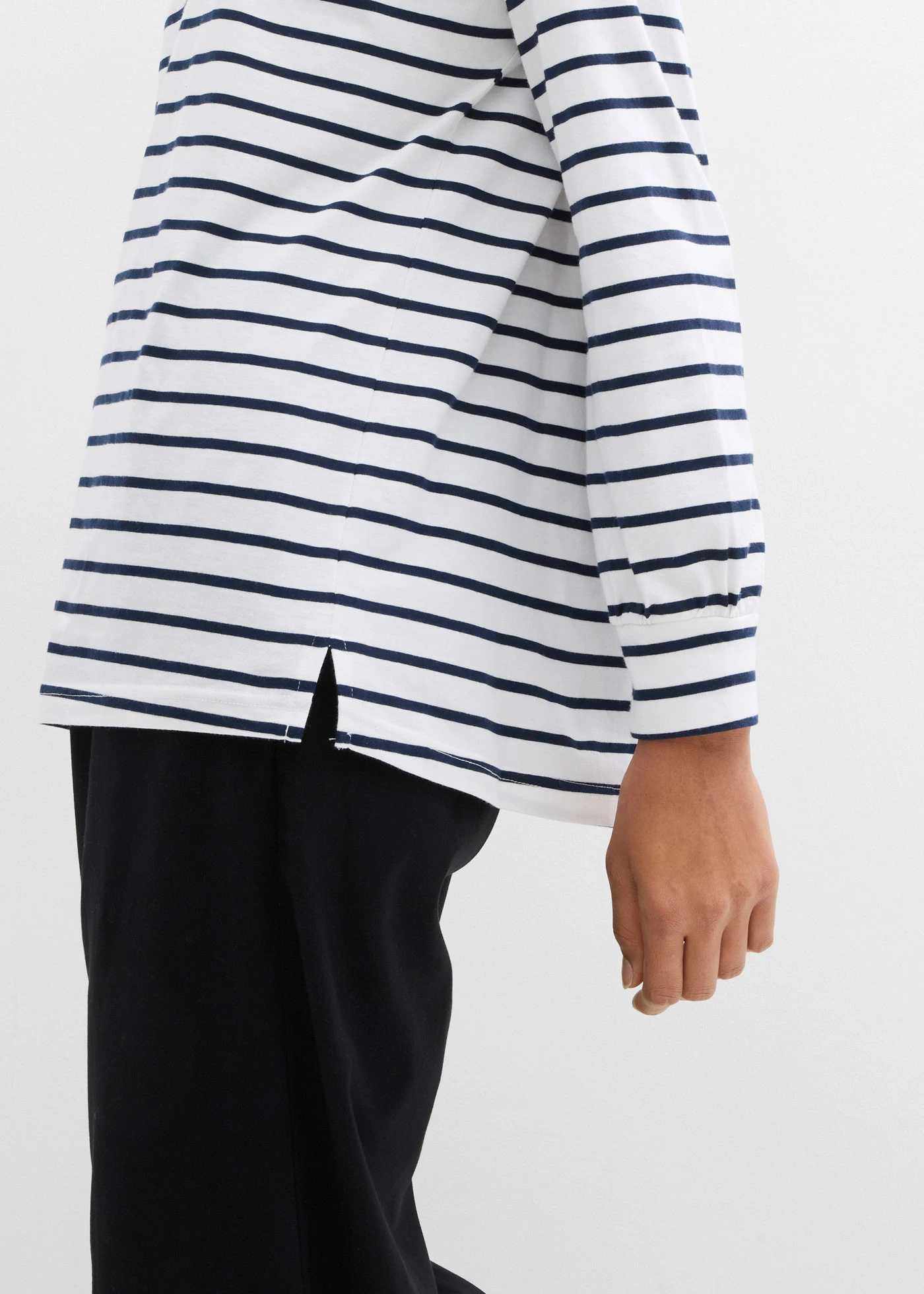 Longsleeve van puur biologisch katoen • wit-donkerblauw gestreept • bonprix online shop