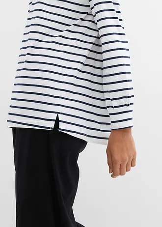 Longsleeve van puur biologisch katoen • wit-donkerblauw gestreept • bonprix online shop