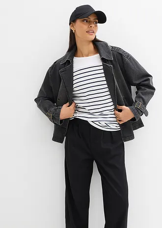 Longsleeve van puur biologisch katoen • wit-donkerblauw gestreept • bonprix online shop