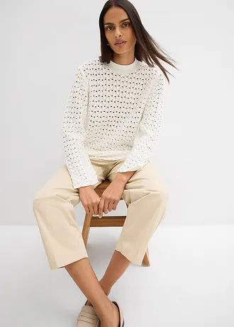 Ajour gebreid shirt • wolwit • bonprix online shop