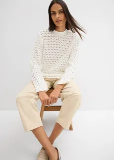 Sweter ażurowy • biel wełny • sklep bonprix