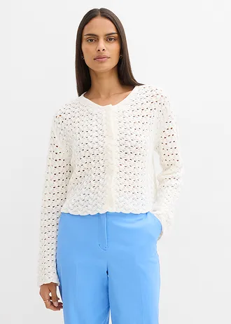 Ajour gebreide bolero, Kleur: wolwit