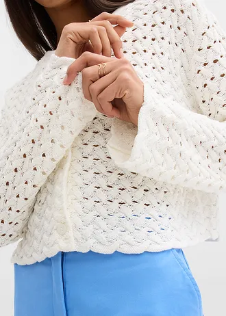 Bolerou tricotat cu model ajurat • ecru • magazin bonprix