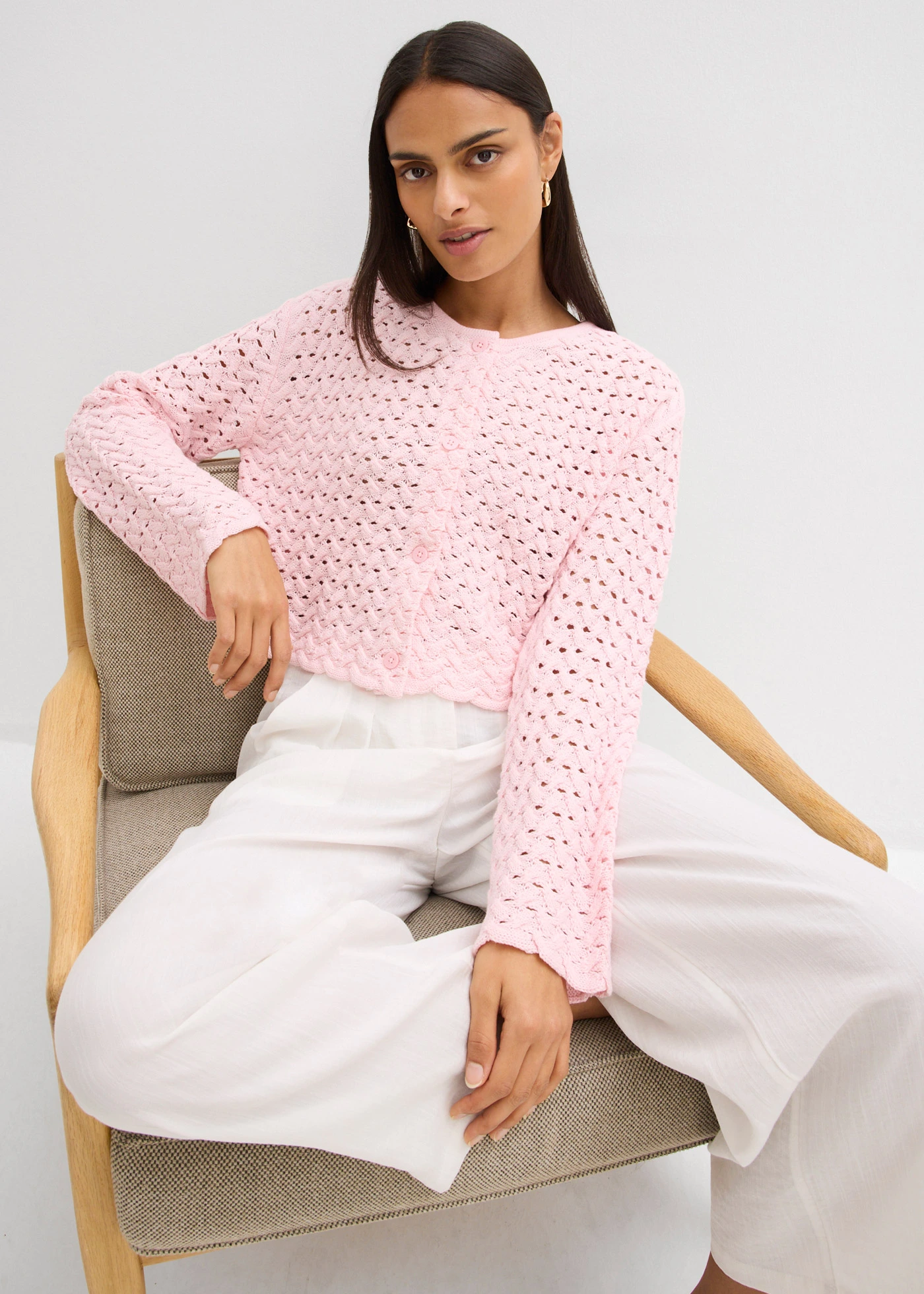 Ajour gebreide bolero • lichtroze • bonprix online shop