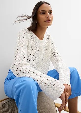 Bolerou tricotat cu model ajurat • ecru • magazin bonprix