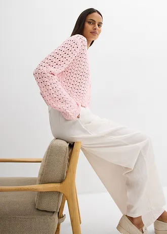 Gilet en maille ajourée • rose clair • Boutique bonprix