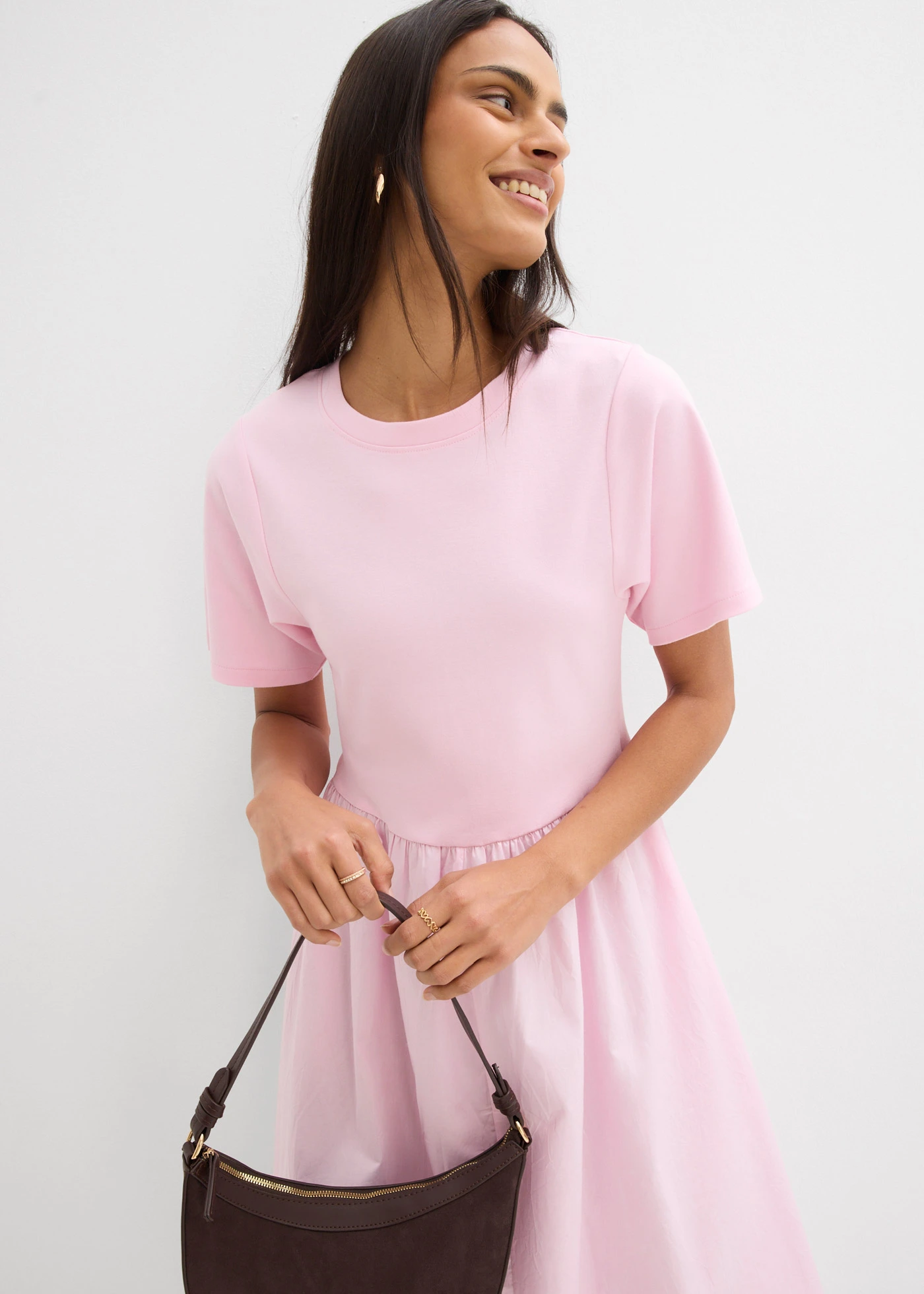 Rochie midi din bumbac 100% • roz cristal • magazin bonprix