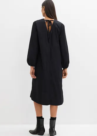 Rochie gen cămașă cu tiv balon la mâneci • negru • magazin bonprix