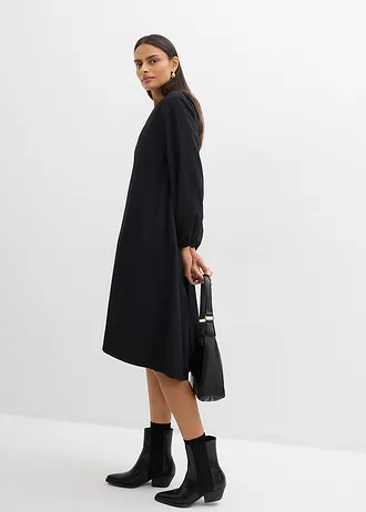 Rochie gen cămașă cu tiv balon la mâneci • negru • magazin bonprix