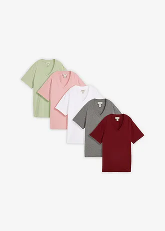 Lot de 5 T-shirts longs et amples à col V