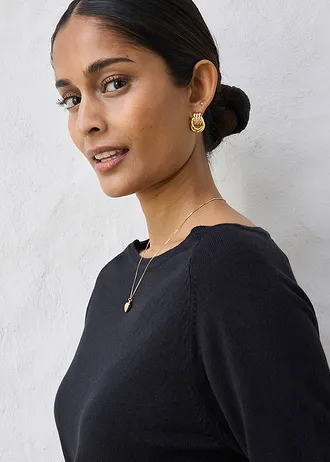 Pulover cu mătase • negru • magazin bonprix