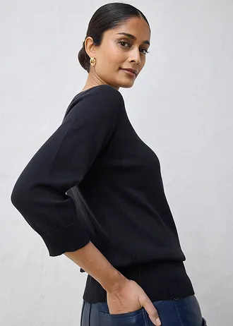 Sweter z domieszką jedwabiu • czarny • sklep bonprix