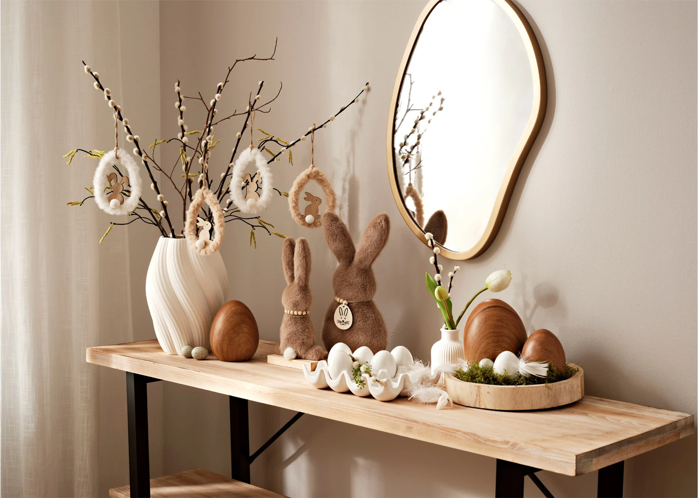 Hangdecoratie met hazen (set van 4) • lichtbruin-wit • bonprix online shop