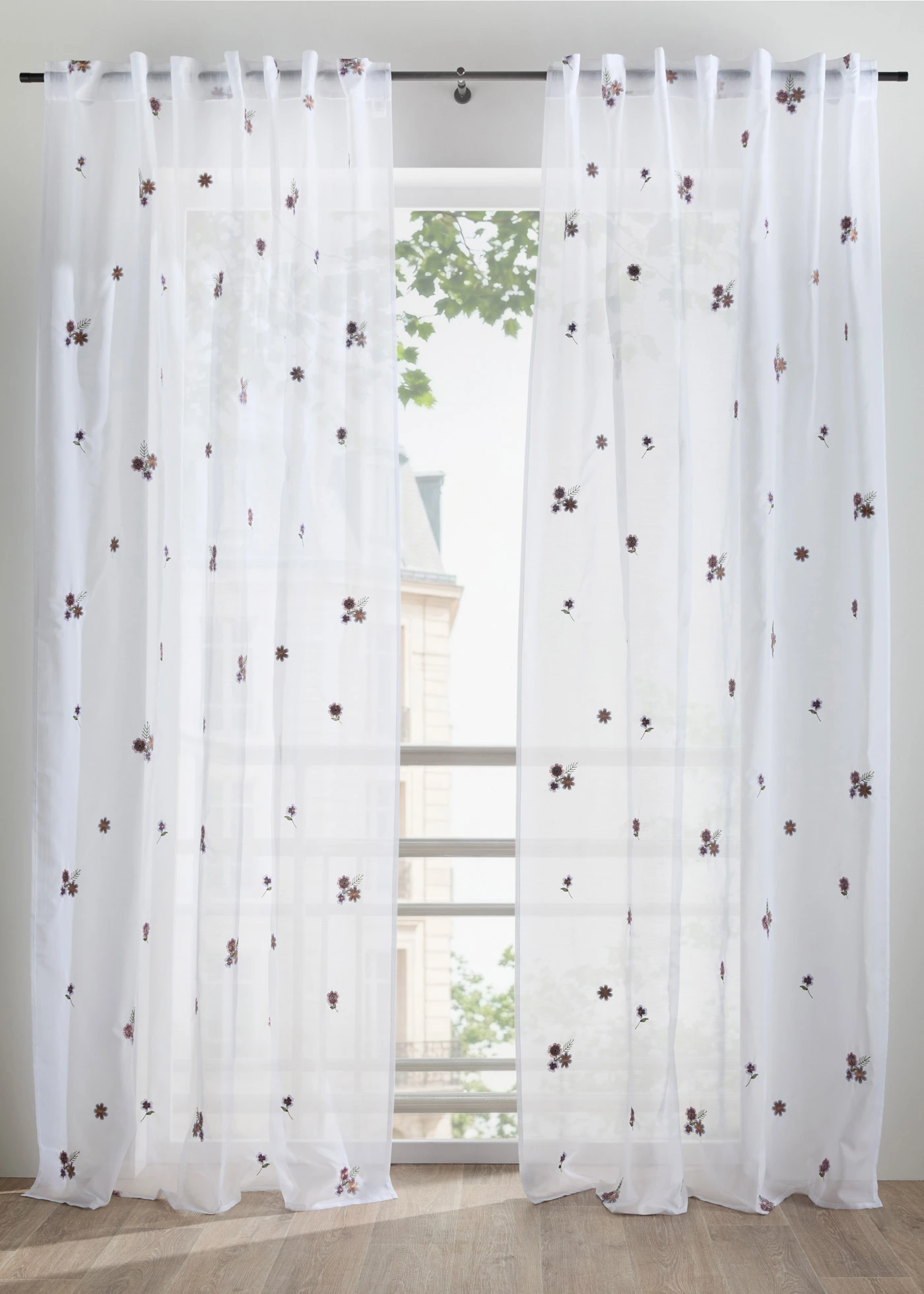 Voilage avec broderies (1 pce) • blanc-rose • Boutique bonprix