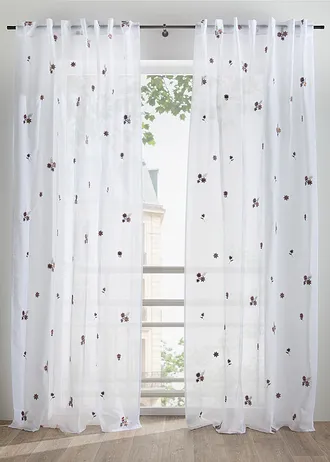 Gordijn met borduursel (1 stuk) • wit-roze • bonprix online shop