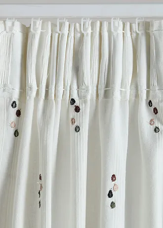Rideau en coton à pois (1 pce) • crème-taupe-noir-vert foncé • Boutique bonprix