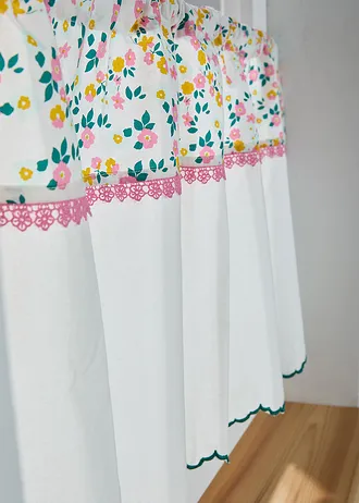 Brise-bise en coton avec dentelle • rose-blanc-bleu-jaune • Boutique bonprix