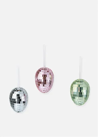 Ouă decorative, strălucitoare (set/ 3 buc.) • pink-verde-argintiu • magazin bonprix
