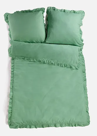 Parure de lit en linon avec volants • vert clair • Boutique bonprix