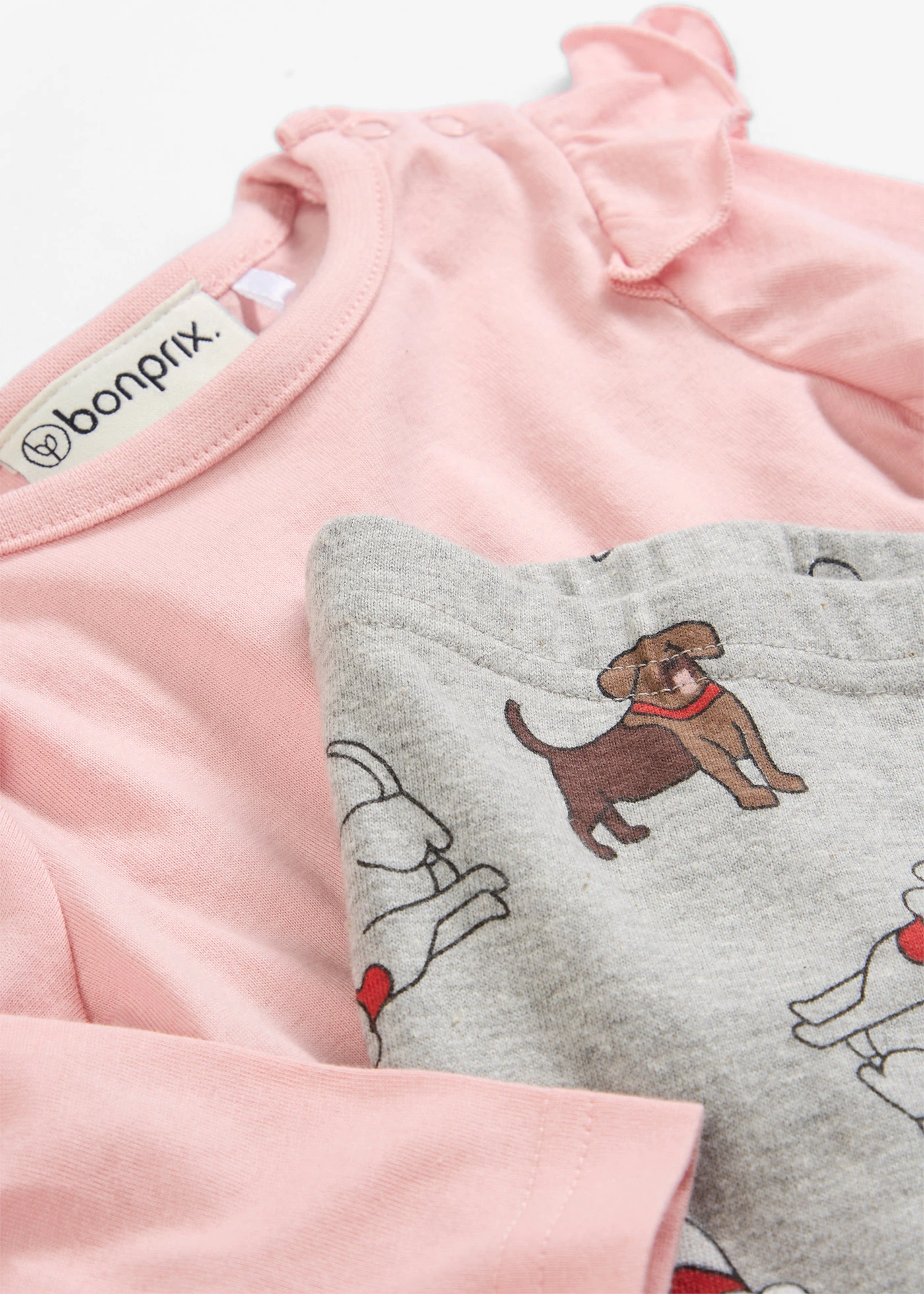 Tričko s dlhým rukávom a legíny (2-dielna sada) • cukríkovo ružová/svetlosivá melírovaná potlačená • obchod bonprix