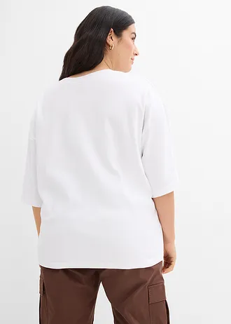 Oversized shirt van biologisch katoen, Kleur: wit