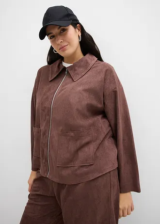 Bomber van imitatiesuède, Kleur: bruin