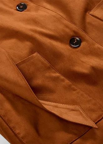 Korte jas van imitatiesuède, met ceintuur • bronskleur • bonprix online shop